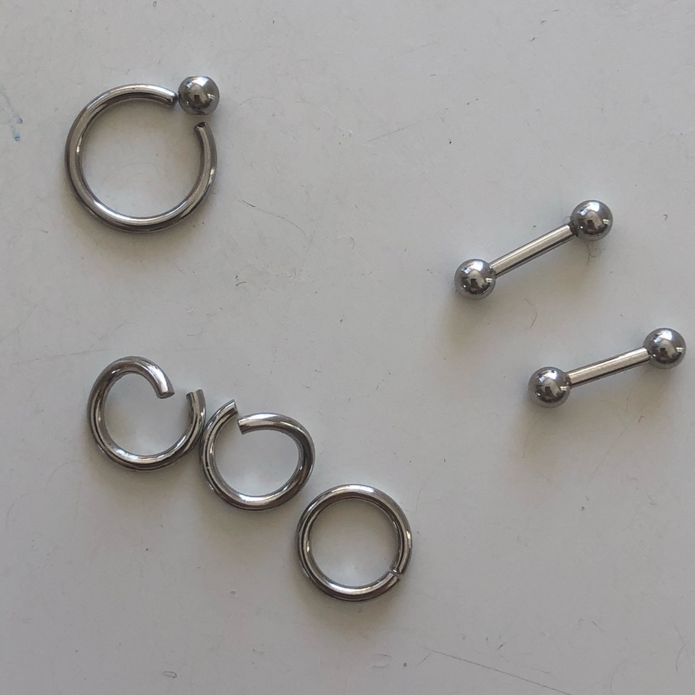 14g surgical stainless steel and surgical titanium